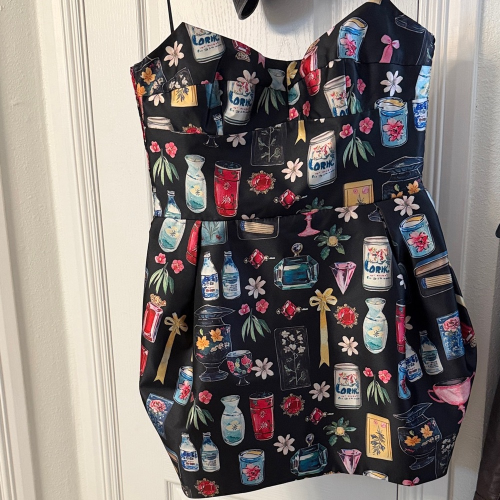 Amanda Uprichard Bowery Dress Black treasure print